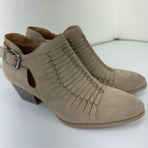 FRANCO SARTO suede ankle Boots 8 Beige woven boho cowgirl western  Great Seppia